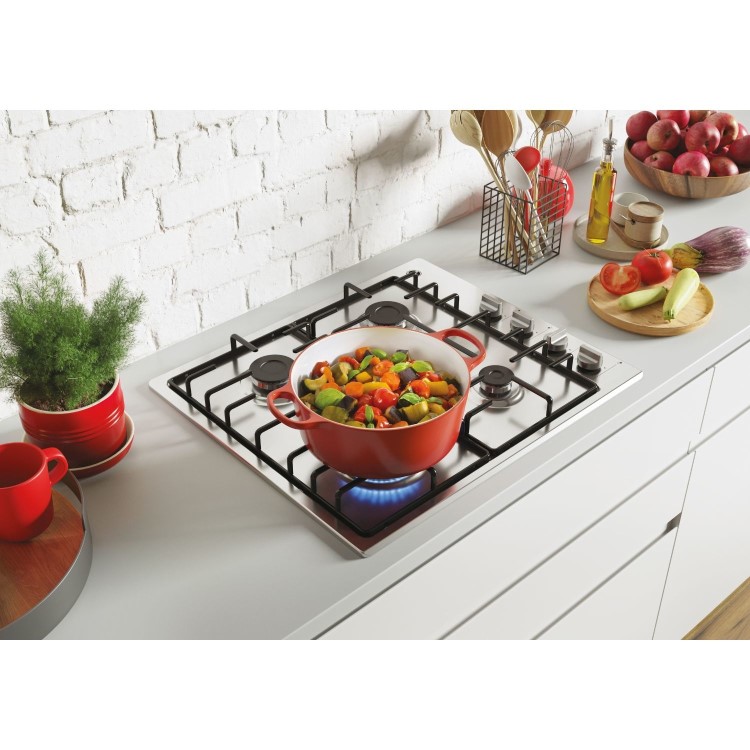 Hoover 60cm 4 Burner Gas Hob - Silver