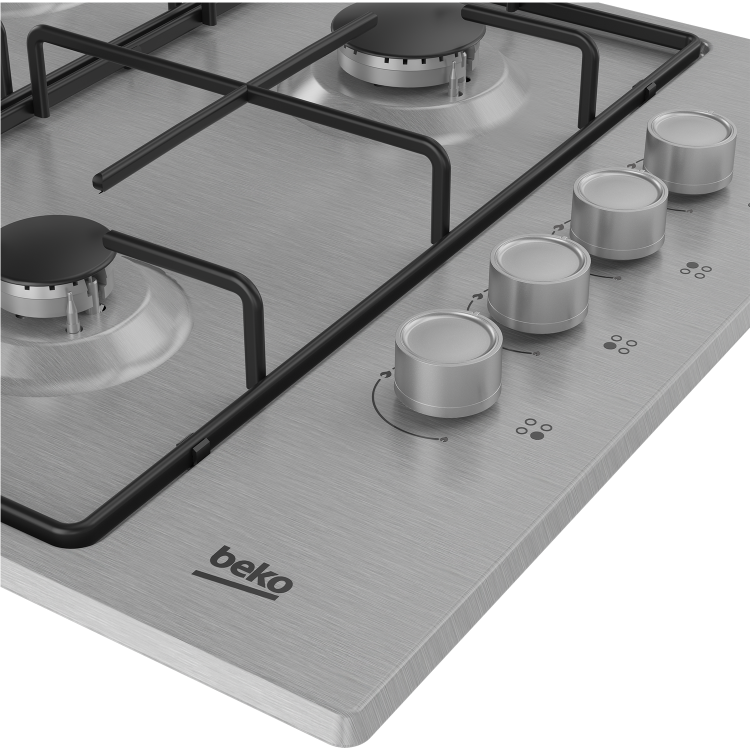 Beko 60cm 4 Burner Gas Hob - Stainless Steel