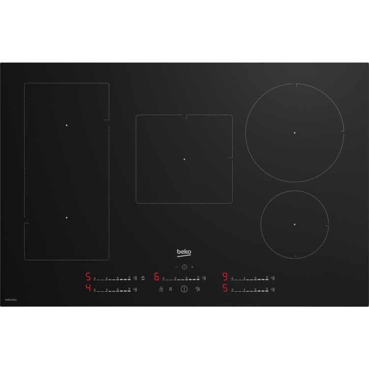 Refurbished Beko HII85700UFT 80cm IndyFlex 5 Zone Induction Hob Black