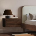 HIR001 Wide Walnut Floating Bedside Table with Storage - Hiro