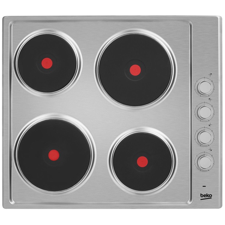 Refurbished Beko HIZE64101X 58cm 4 Zone Solid Plate Hob Stainless Steel