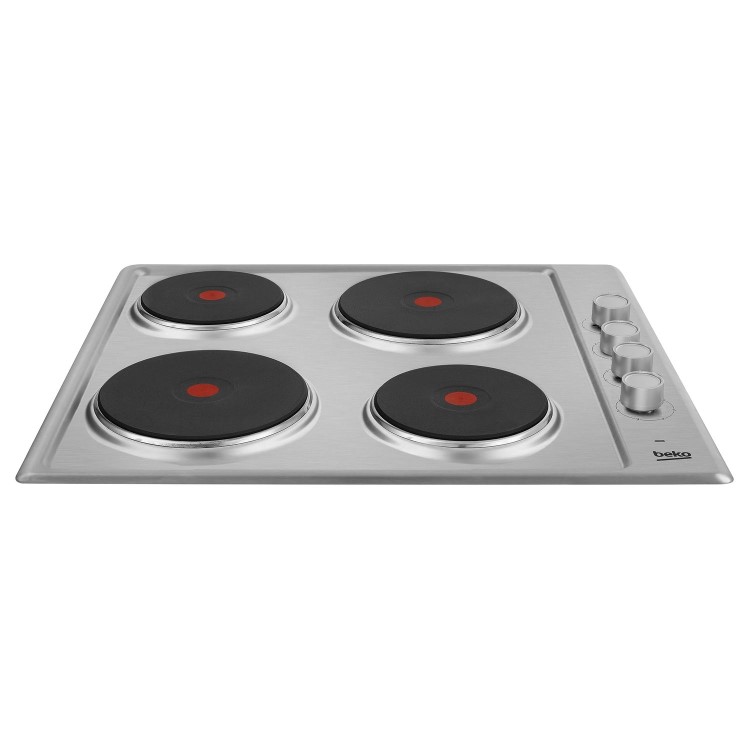 Refurbished Beko HIZE64101X 58cm 4 Zone Solid Plate Hob Stainless Steel