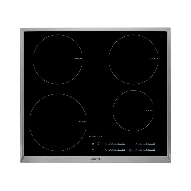 AEG HK654200XB 60cm Four Zone Induction Hob - Black With Stainless Steel Frame