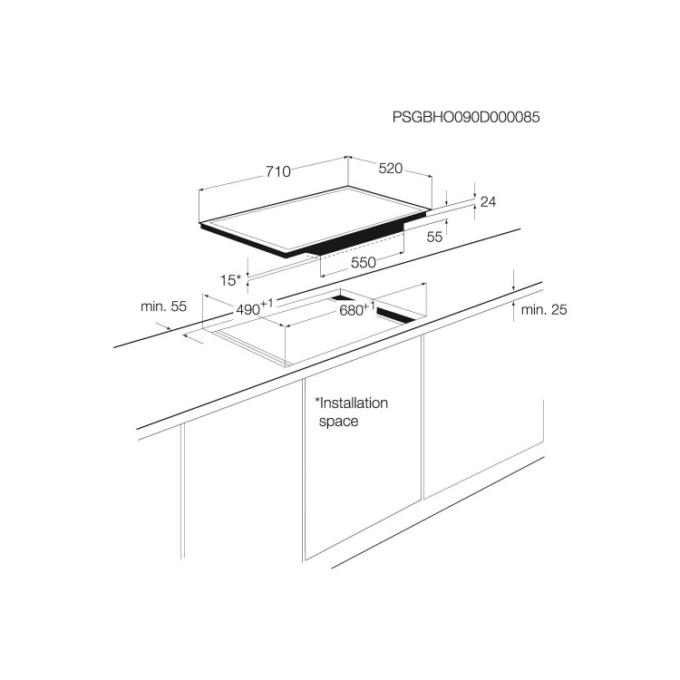 AEG 71cm 4 Zone Ceramic Hob with Bevelled Edge