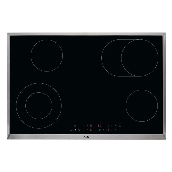 AEG HK834060XB 77cm 4 Zone Ceramic Hob with Stainless Steel Frame