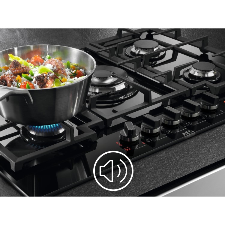 AEG 88cm Gas-on-glass Five Burner Gas Hob with Work Burner - Black