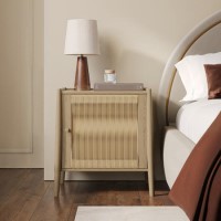 Oak Bedside Table with Single Door - Halle