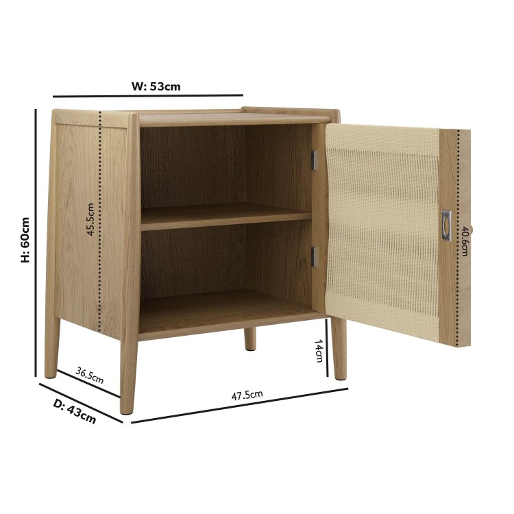 Oak Bedside Table with Single Door - Halle