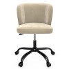 Beige Velvet Pleated Swivel Office Chair - Holly