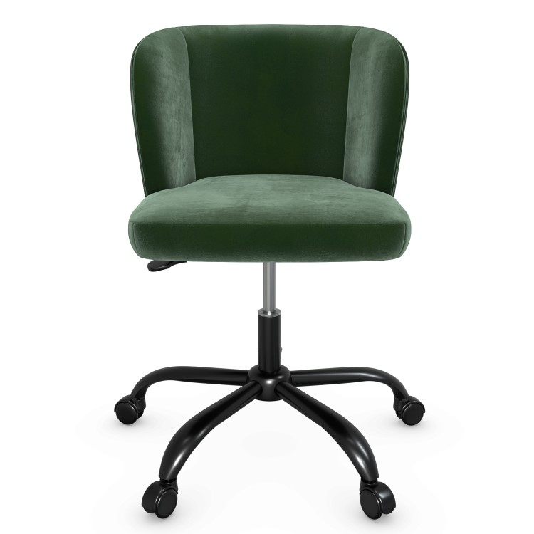 Green Velvet Pleated Swivel Office Chair - Holly