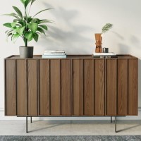 Large Walnut Modern Sideboard with 4 Doors - Helmer