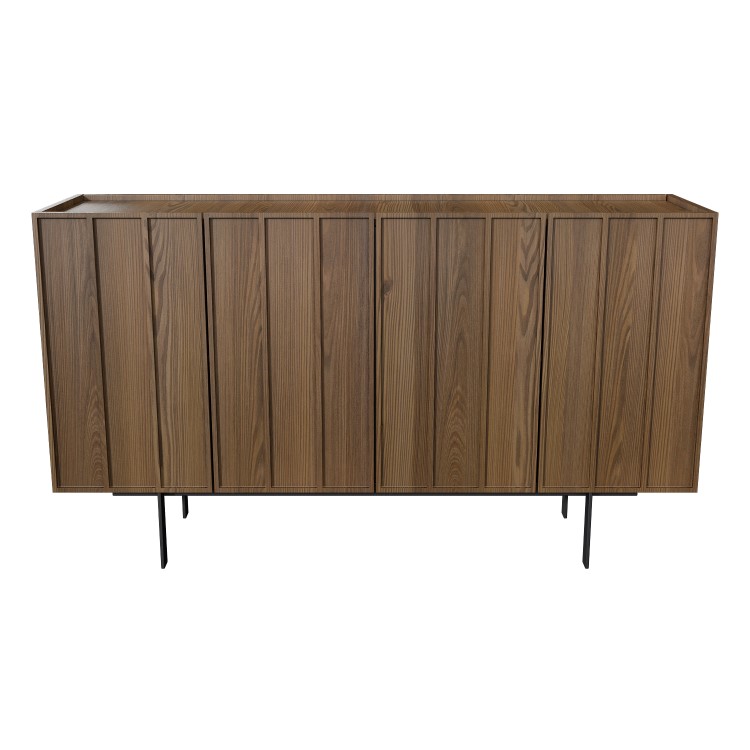 Large Walnut Modern Sideboard with 4 Doors - Helmer