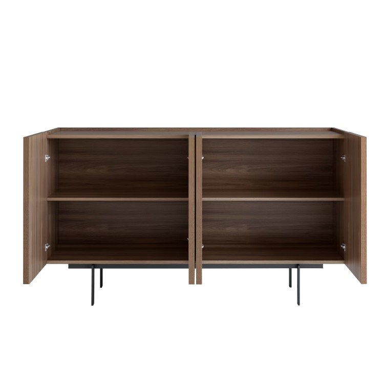 Large Walnut Modern Sideboard with 4 Doors - Helmer