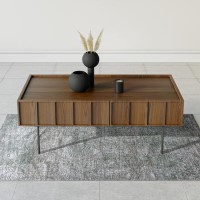 Rectangular Walnut Coffee Table with Storage - Helmer