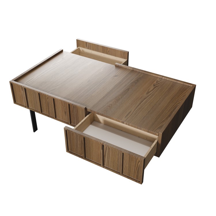 Rectangular Walnut Coffee Table with Storage - Helmer