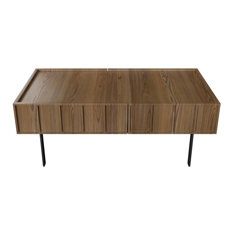 Rectangular Walnut Coffee Table with Storage - Helmer