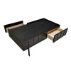 Large Black Oak Coffee Table with Drawers - Helmer
