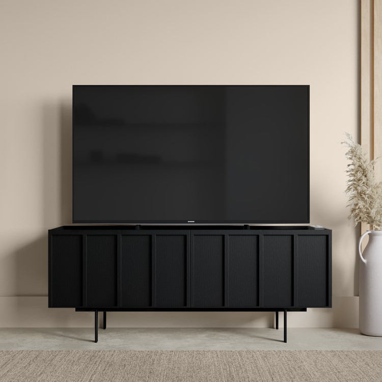 Small Black Oak TV Stand with Storage - TV's up to 50" - Helmer