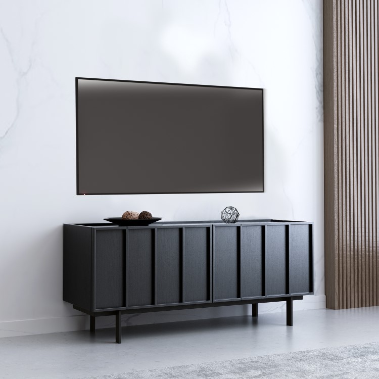 Small Black Oak TV Stand with Storage - TV's up to 50" - Helmer