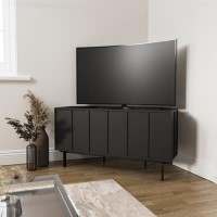Black Corner TV Stand with Storage - Helmer