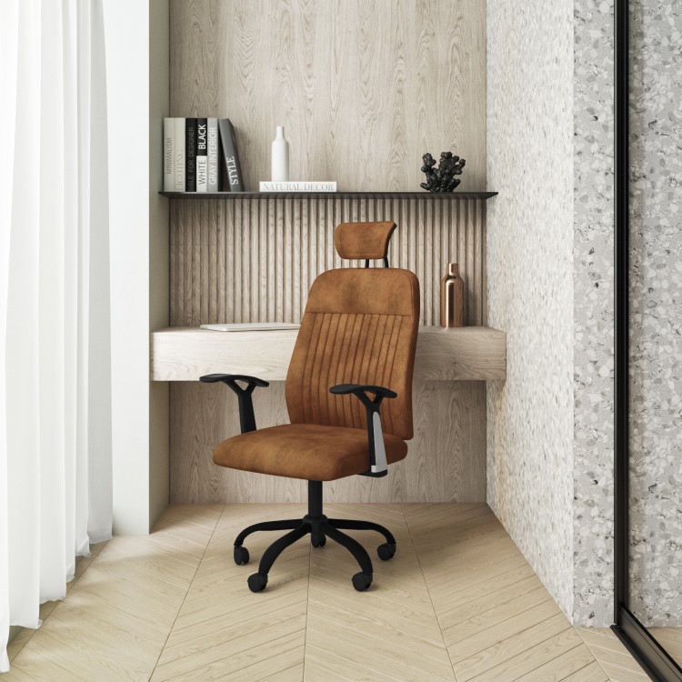 Tan Faux Leather Executive High Back Office Chair - Harlan