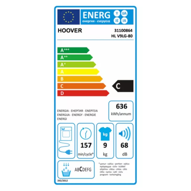 Hoover HLV9LG-80 9kg Freestanding Vented Tumble Dryer - White