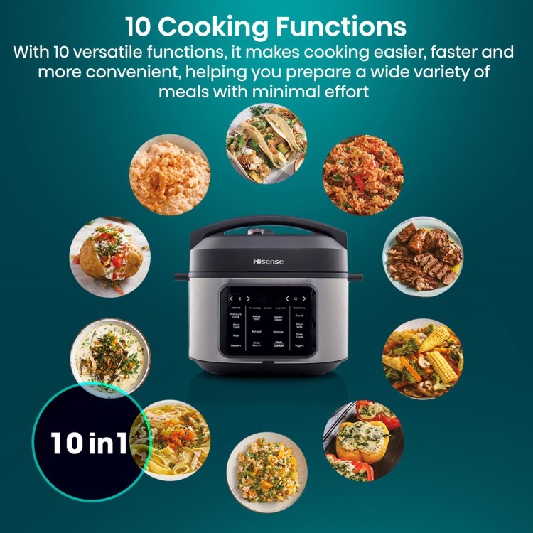 Hisense HMC6SBUK 6L Multicooker - Stainless Steel & Black