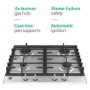 Hoover HMK6GRK3X 60cm 4 Burner Gas Hob - Stainless Steel