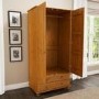 Pine 2 Door Double Wardrobe with Drawers - Hamilton