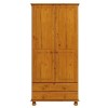 Pine 2 Door Double Wardrobe with Drawers - Hamilton