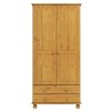 Pine 2 Door Double Wardrobe with Drawers - Hamilton