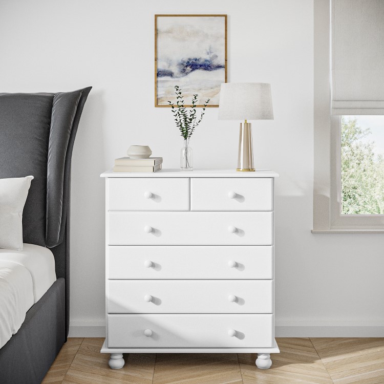 White Painted Chest of 6 Drawers - Hamilton 