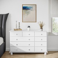 Wide White Painted Chest of 9 Drawers - Hamilton Wide White Painted Chest of 9 Drawers - Hamilton