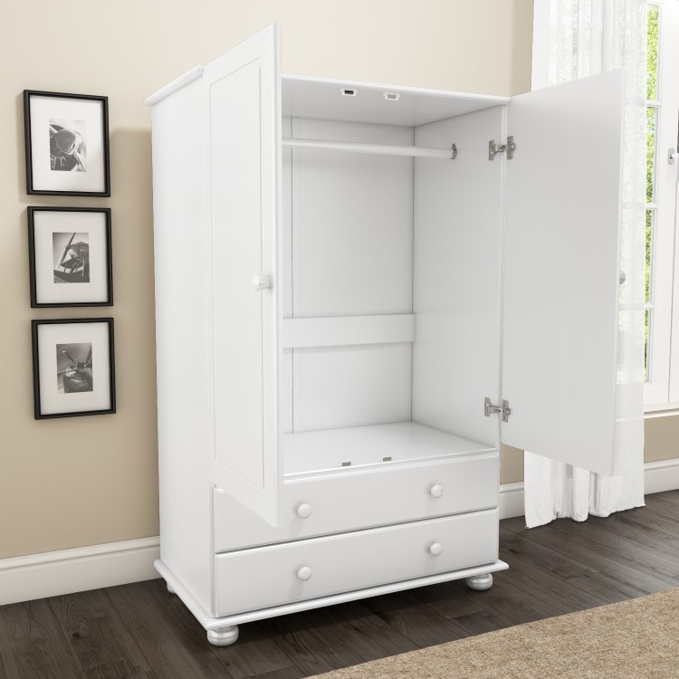 Hamilton 2 Door 2 Drawer Combi Short Wardrobe in White