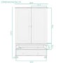 Hamilton 2 Door 2 Drawer Combi Short Wardrobe in White