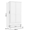 White Painted Pine 2 Door Double Wardrobe with Drawers - Hamilton