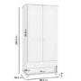 White Painted Pine 2 Door Double Wardrobe with Drawers - Hamilton