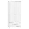 White Painted Pine 2 Door Double Wardrobe with Drawers - Hamilton