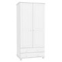 White Painted Pine 2 Door Double Wardrobe with Drawers - Hamilton