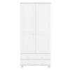 White Painted Pine 2 Door Double Wardrobe with Drawers - Hamilton