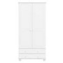 White Painted Pine 2 Door Double Wardrobe with Drawers - Hamilton