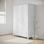 White Painted Pine 3 Door Triple  Wardrobe with Drawers - Hamilton