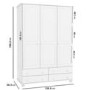 White Painted Pine 3 Door Triple  Wardrobe with Drawers - Hamilton