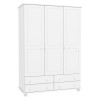 White Painted Pine 3 Door Triple  Wardrobe with Drawers - Hamilton