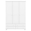 White Painted Pine 3 Door Triple  Wardrobe with Drawers - Hamilton