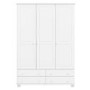 White Painted Pine 3 Door Triple  Wardrobe with Drawers - Hamilton