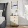 Cream and Pine 3 Drawer Bedside Table - Hamilton
