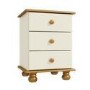 Cream and Pine 3 Drawer Bedside Table - Hamilton