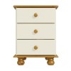 Cream and Pine 3 Drawer Bedside Table - Hamilton