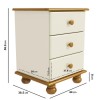 Cream and Pine 3 Drawer Bedside Table - Hamilton